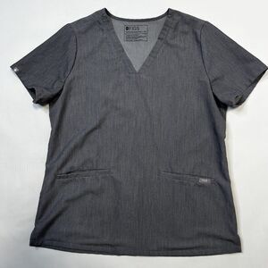 Figs Technical Casma Short Sleeve Scrub Top Gray Womens Medium 3 Pocket FW1100
